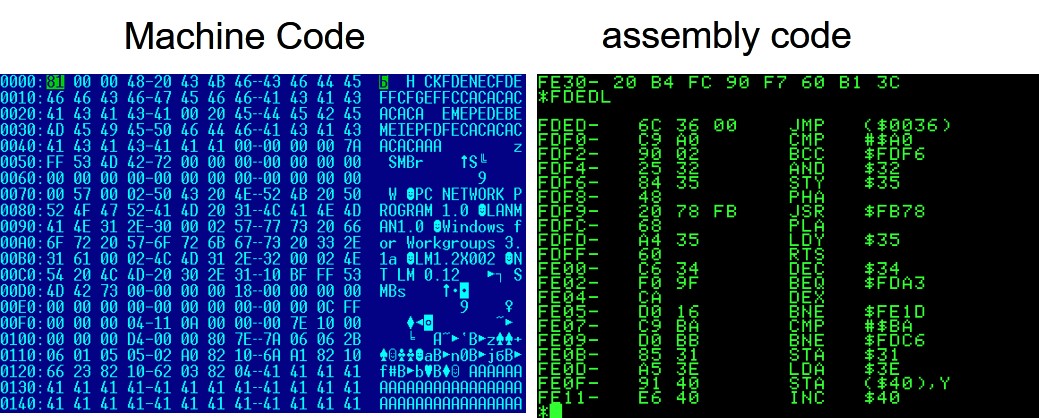 Machine code vs assembly code